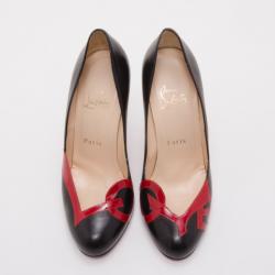 Pre Owned Christian Louboutin Black and Red Love Pumps Size 36.5