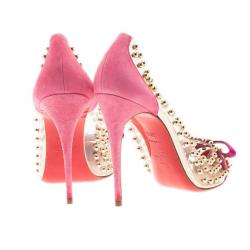 Pre Owned حذاء كعب عالي كريستيان لوبوتان بيله إيه بوله بفيونكة مرصع PVC مقاس 38.5