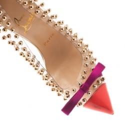 Pre Owned حذاء كعب عالي كريستيان لوبوتان بيله إيه بوله بفيونكة مرصع PVC مقاس 38.5