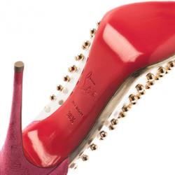 Pre Owned حذاء كعب عالي كريستيان لوبوتان بيله إيه بوله بفيونكة مرصع PVC مقاس 38.5