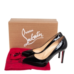 Pre Owned حذاء كعب عالى كريستيان لوبوتان بيغال جلد لامع أسود مقاس 37.5