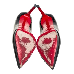 Pre Owned حذاء كعب عالى كريستيان لوبوتان بيغال جلد لامع أسود مقاس 37.5