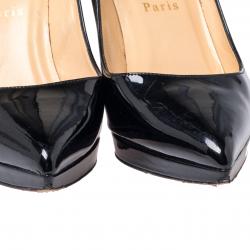 Pre Owned حذاء كعب عالى كريستيان لوبوتان بيغال جلد لامع أسود مقاس 37.5