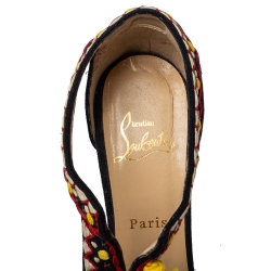 Pre Owned Christian Louboutin Dark Blue Canvas Tassels Sandals Size 39