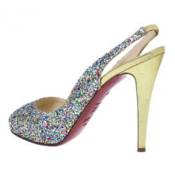 Pre Owned Christian Louboutin Multicolor Glitter N°Prive Slingback Sandals Size 38