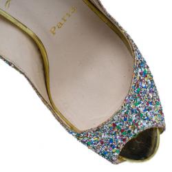 Pre Owned Christian Louboutin Multicolor Glitter N°Prive Slingback Sandals Size 38