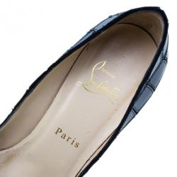 Pre Owned Christian Louboutin Black ‘Sobek 140′ Mosaic Peep Toe Pumps Size 38