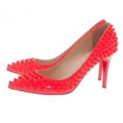 مملوكة مسبقًا حذاء كريستيان لوبوتان نيون أحمر لامع بيغال سبايكس مقاس 38