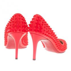 مملوكة مسبقًا حذاء كريستيان لوبوتان نيون أحمر لامع بيغال سبايكس مقاس 38