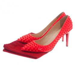 مملوكة مسبقًا حذاء كريستيان لوبوتان نيون أحمر لامع بيغال سبايكس مقاس 38