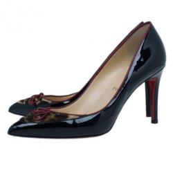 مملوكة مسبقًا Christian Louboutin Black Leather Pony Hair Lady Pesch Pumps Size 38