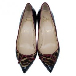 مملوكة مسبقًا Christian Louboutin Black Leather Pony Hair Lady Pesch Pumps Size 38