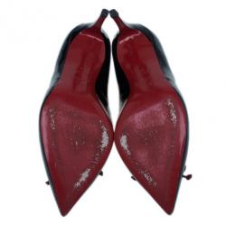 مملوكة مسبقًا Christian Louboutin Black Leather Pony Hair Lady Pesch Pumps Size 38