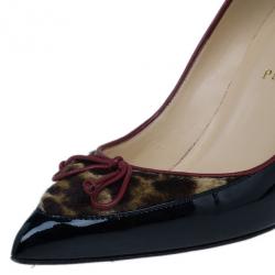 مملوكة مسبقًا Christian Louboutin Black Leather Pony Hair Lady Pesch Pumps Size 38