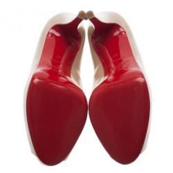 Pre Owned حذاء كعب عالي كريستيان لوبوتان فيري بريف فتحة أصبع جلد لامع نود مقاس 37