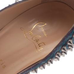 Pre Owned حذاء كريستيان لوبوتان ليدي بييب سبايك جلد ميتالك ونعل سميك مقاس 36.5