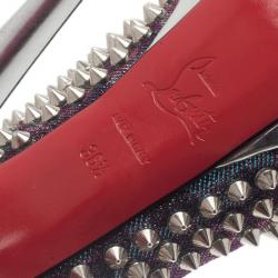 Pre Owned حذاء كريستيان لوبوتان ليدي بييب سبايك جلد ميتالك ونعل سميك مقاس 36.5