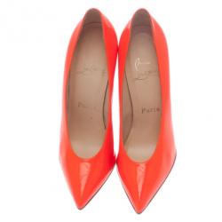 Pre Owned Christian Louboutin Orange Patent Lola Pumps Size 36.5