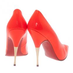 Pre Owned Christian Louboutin Orange Patent Lola Pumps Size 36.5