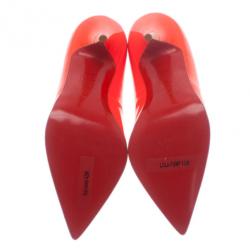 Pre Owned Christian Louboutin Orange Patent Lola Pumps Size 36.5