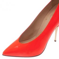 Pre Owned Christian Louboutin Orange Patent Lola Pumps Size 36.5