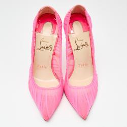 Pre Owned Christian Louboutin Pink Follie Draperia Chiffon Pointed Toe Pumps Size 36.5