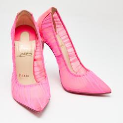 Pre Owned Christian Louboutin Pink Follie Draperia Chiffon Pointed Toe Pumps Size 36.5
