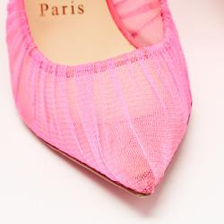 Pre Owned Christian Louboutin Pink Follie Draperia Chiffon Pointed Toe Pumps Size 36.5