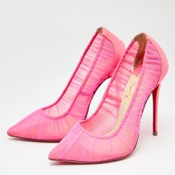 Pre Owned Christian Louboutin Pink Follie Draperia Chiffon Pointed Toe Pumps Size 36.5