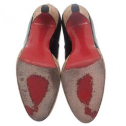 مملوكة مسبقًا Christian Louboutin Black Patent Bruges Cork Platform Pumps Size 37.5