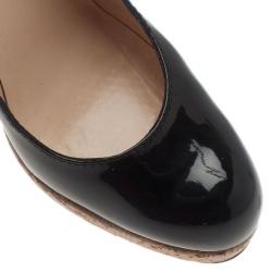 مملوكة مسبقًا Christian Louboutin Black Patent Bruges Cork Platform Pumps Size 37.5