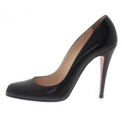 Pre Owned Christian Louboutin Black Leather Decollete Pumps Size 38