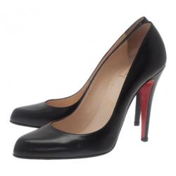 Pre Owned Christian Louboutin Black Leather Decollete Pumps Size 38