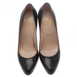 Pre Owned Christian Louboutin Black Leather Decollete Pumps Size 38