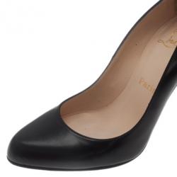 Pre Owned Christian Louboutin Black Leather Decollete Pumps Size 38