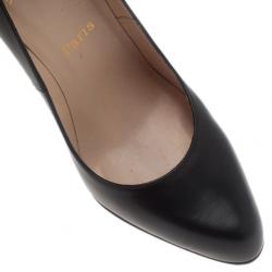 Pre Owned Christian Louboutin Black Leather Decollete Pumps Size 38