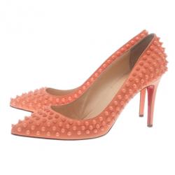 Pre Owned Christian Louboutin Peach Pigalle Spikes Pumps Size 42