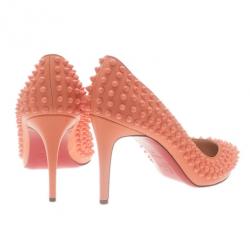 Pre Owned Christian Louboutin Peach Pigalle Spikes Pumps Size 42