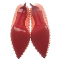 Pre Owned Christian Louboutin Peach Pigalle Spikes Pumps Size 42