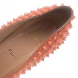 Pre Owned Christian Louboutin Peach Pigalle Spikes Pumps Size 42