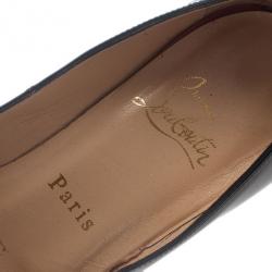 Pre Owned Christian Louboutin Black Patent Very Prive Peep Toe Pumps Size 38.5