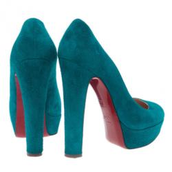مملوكة مسبقًا Christian Louboutin Blue Suede Bibi Platform Pumps Size 36