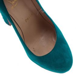 مملوكة مسبقًا Christian Louboutin Blue Suede Bibi Platform Pumps Size 36
