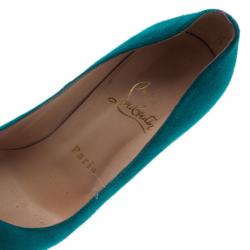 مملوكة مسبقًا Christian Louboutin Blue Suede Bibi Platform Pumps Size 36