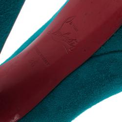 مملوكة مسبقًا Christian Louboutin Blue Suede Bibi Platform Pumps Size 36