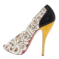 Pre Owned حذاء كريستيان لوبوتان ثلاثي اللون موديل تيل مي مقاس 40.5