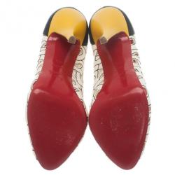 Pre Owned حذاء كريستيان لوبوتان ثلاثي اللون موديل تيل مي مقاس 40.5