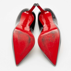 مملوكة مسبقًا حذاء كعب عالي كريستيان لوبوتان بيغال بلاتو جلد أسود لامع نعل سميك مقاس 38.5