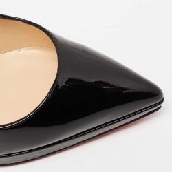 مملوكة مسبقًا حذاء كعب عالي كريست�يان لوبوتان بيغال بلاتو جلد أسود لامع نعل سميك مقاس 38.5