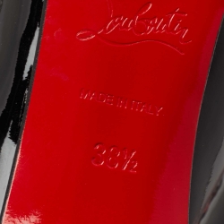 مملوكة مسبقًا حذاء كعب عالي كريستيان لوبوتان بيغال بلاتو جلد أسود لامع نعل سميك مقاس 38.5